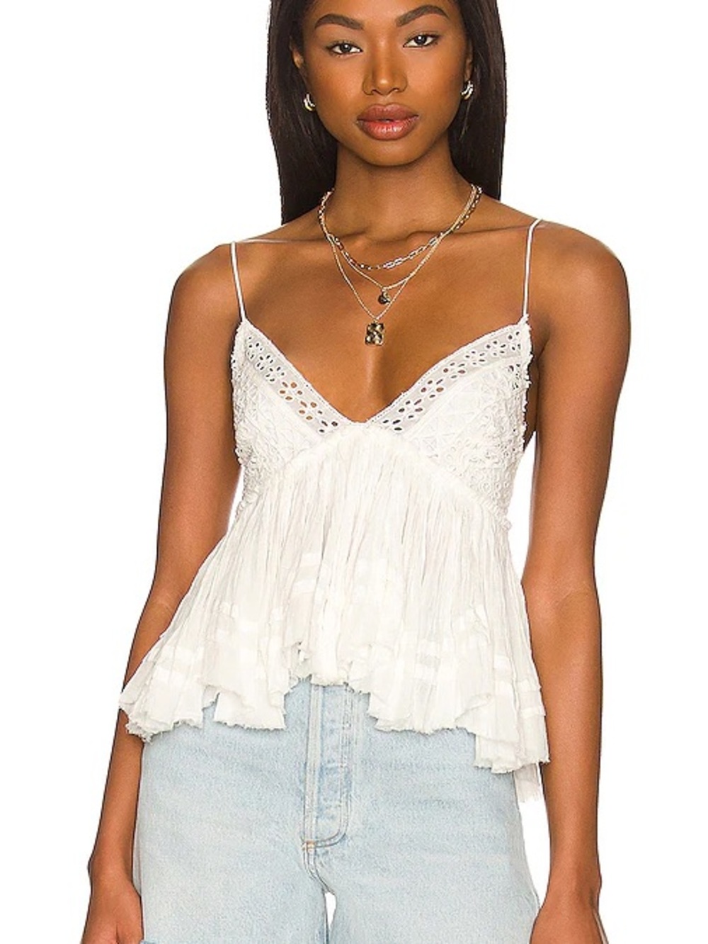 Free People Ivory Carrie Babydoll Tank